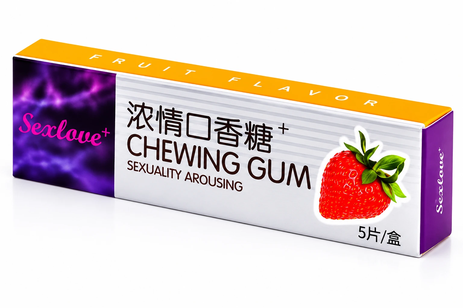 sex love strawberry chewing gum for women – flavored chewing gum (1 box of 5 pieces)