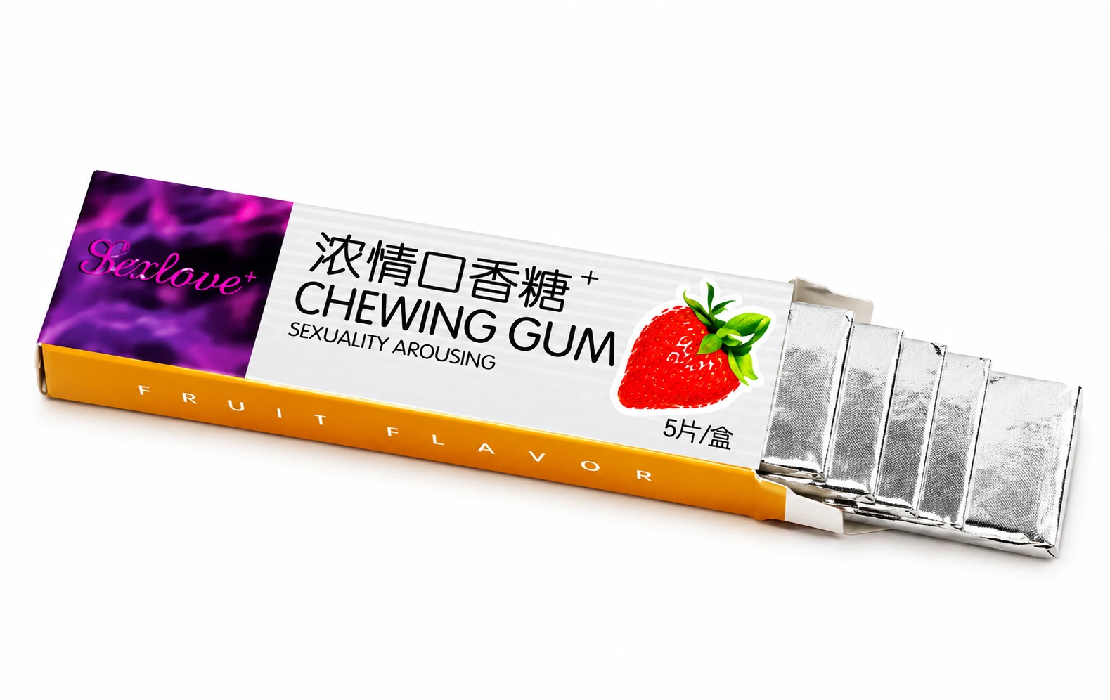 sex love strawberry chewing gum for women – flavored chewing gum (1 box of 5 pieces)